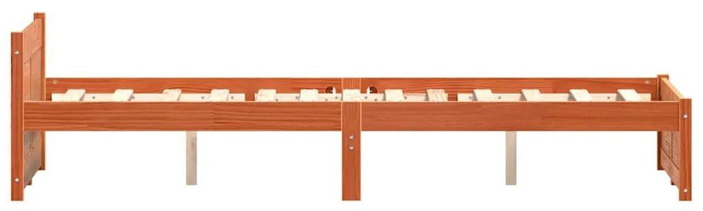 vidaXL Ágykeret fejtámlával Viaszbarna 160 x 200 cm Tömör fenyőfa