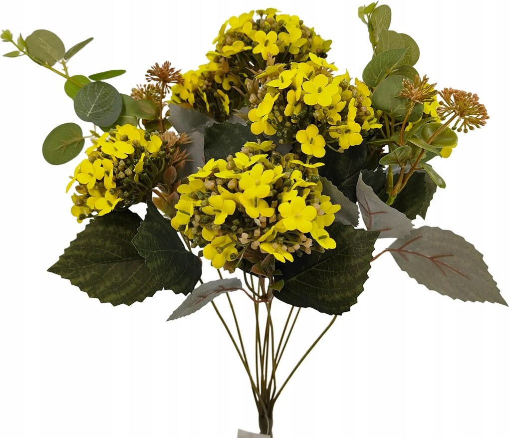 Műfenyő csokor kiegészítőkkel 42 cm sárga