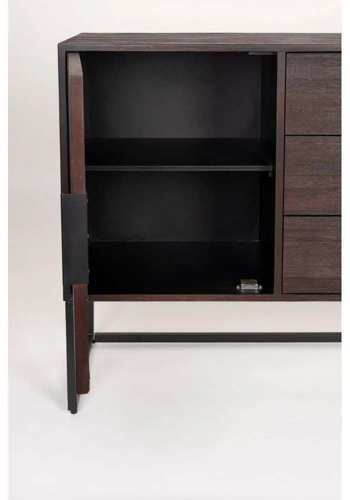 Barna teakfa alacsony komód 135x82 cm Webster – White Label