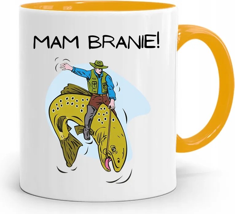 Sárga Horgász Bögre Ajándék Nyomtatott Fotóval