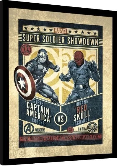 Keretezett poszter Marvel Comics - Captain America vs Red Skull