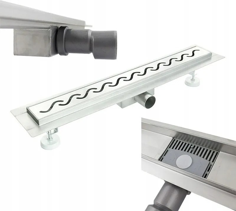 Lineáris Padlóösszefolyó Welle Zuhanyszifonnal Rozsdamentes Acél 70CM