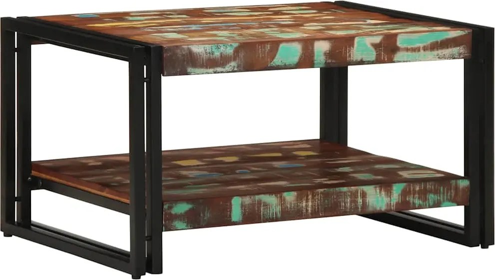 vidaXL többszínű tömör újrahasznosított fa dohányzóasztal 90x50x38cm