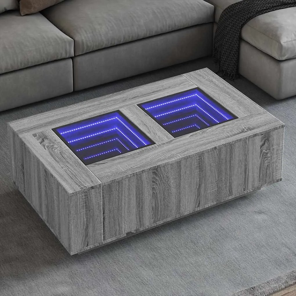 Sonoma végtelen hatású LED-es dohányzóasztal 116 x 69 x 40 cm