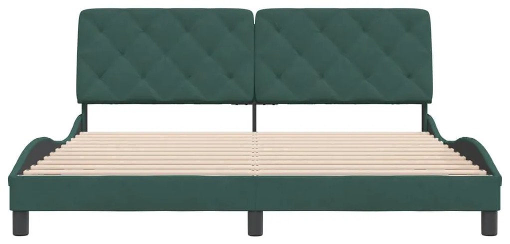 sötétzöld bársony ágykeret matrac nélkül 180x200 cm