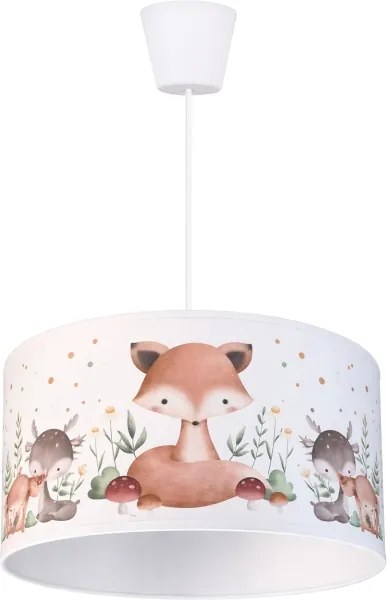 Brilagi - LED gyerek csillár zsinóron BOBO 1xE27/60W/230V átm. 35 cm fehér/állatmintás