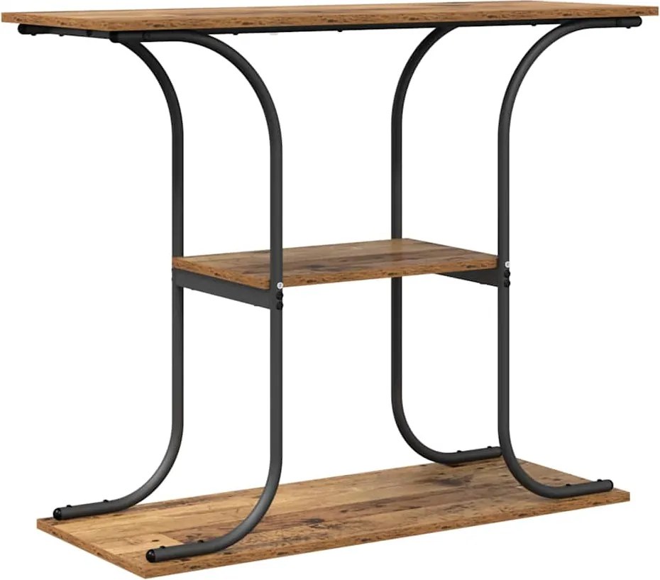 vidaXL Konzolasztal polcokkal Öreg fa 101 x 35 x 80,5 cm Faanyag