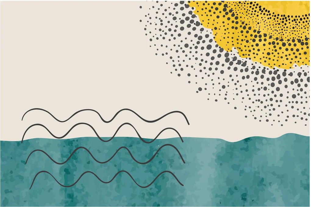 Kép - Absztrakt festmény a strandról N⁰1 (90x60 cm)