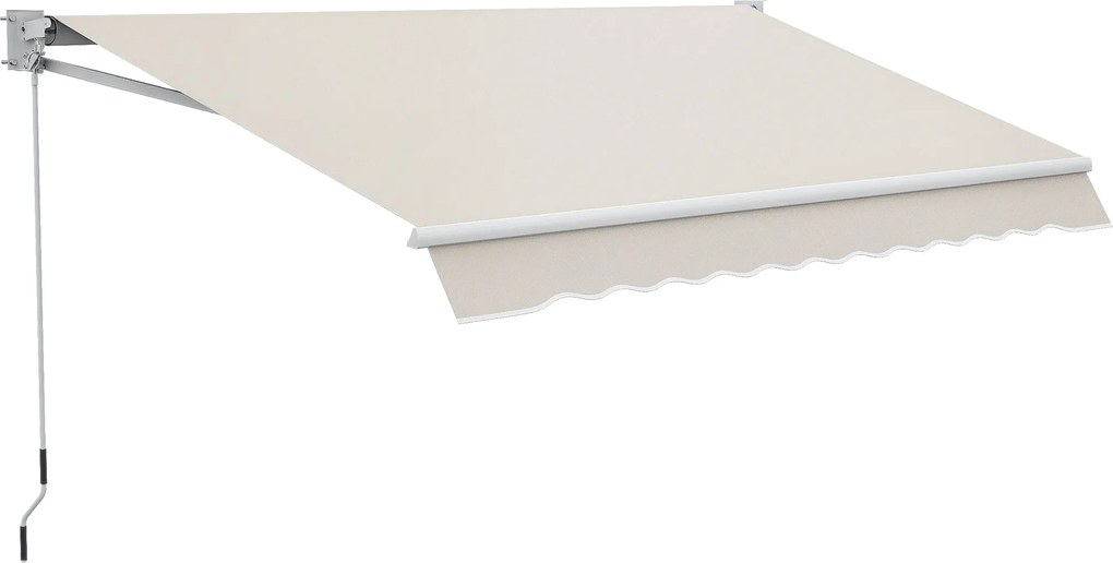 Outsunny Manuális Kihúzható Napernyő 200x295 cm Erkély Napernyő Vízálló és UV-ellenálló Fém Görgővel Kültéri Rolós Napernyő Kerthez Teraszhoz Ablakokh
