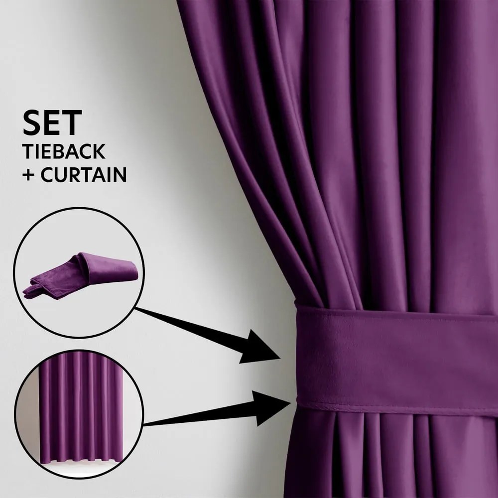 Lila bársony dimout (részleges sötétítő) függöny 140x245 cm Pleat – Restilo