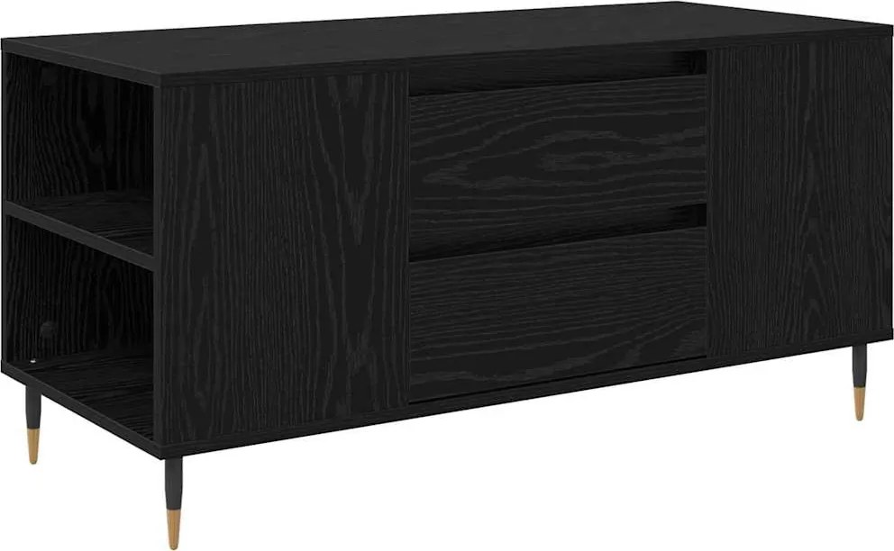 vidaXL Dohányzóasztal fiókkal Fekete tölgy 102 x 44,5 x 50 cm Faanyag
