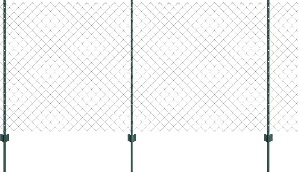 vidaXL Kerítés oszlopokkal Zöld 1,2 x 10 m Acél és PVC