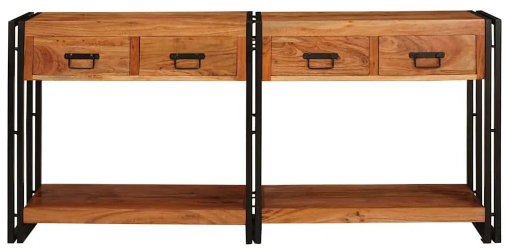 Konzolasztalok 2 pcs Barna 160 x 33 x 75 cm Tömör Akáciafa