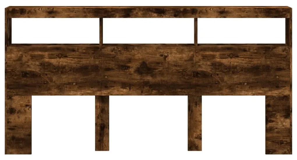 füstös tölgy színű áthidalószekrény LED-ekkel 200 x 17 x 102 cm