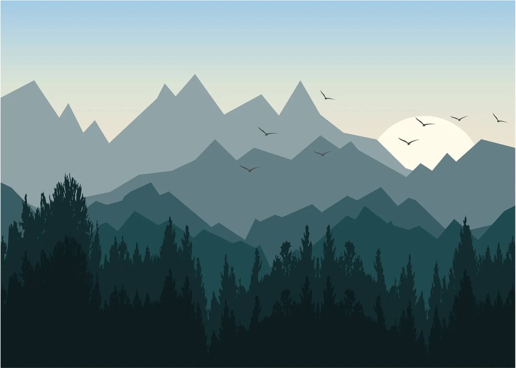 Kép - Hegyek grafikus szemmel (üvegen) (70x50 cm)
