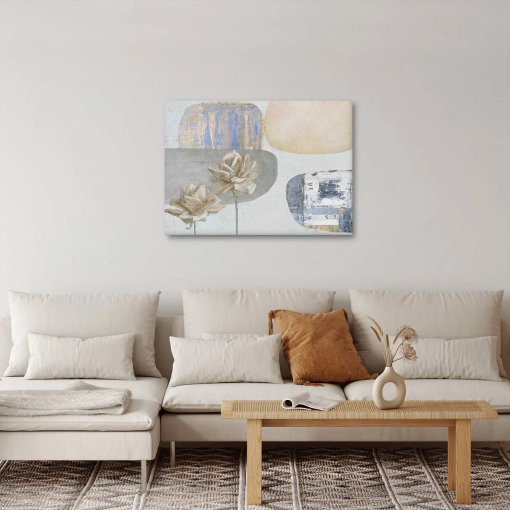 Kép - Festészet virágokkal és textúrákkal (70x50 cm)