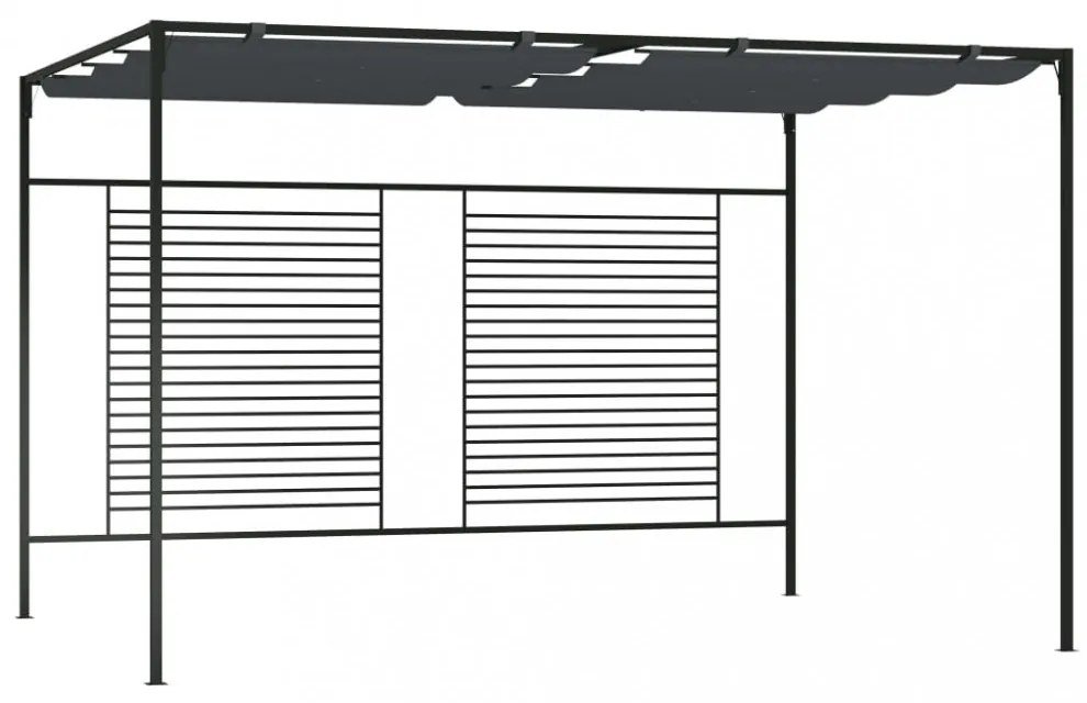 antracitszürke pavilon behúzható tetővel 3 x 4 x 2,3 m 180 g/m²
