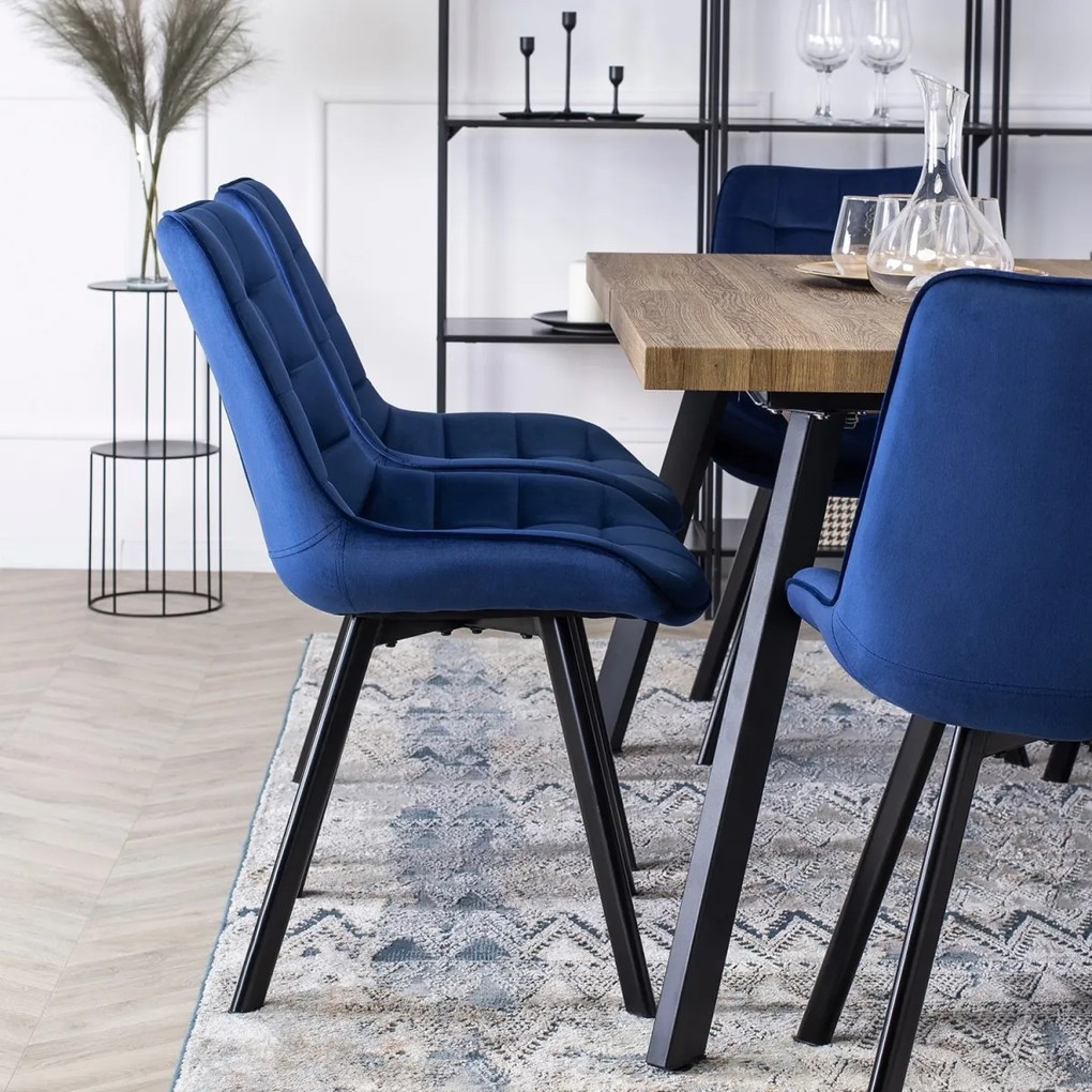 Szék sötétkék színben, bársony kárpittal. RICK