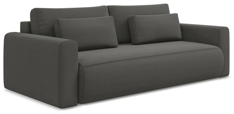 Sötétszürke bársony kinyitható-tárolóhelyes kanapé 238 cm Kapua – Makamii