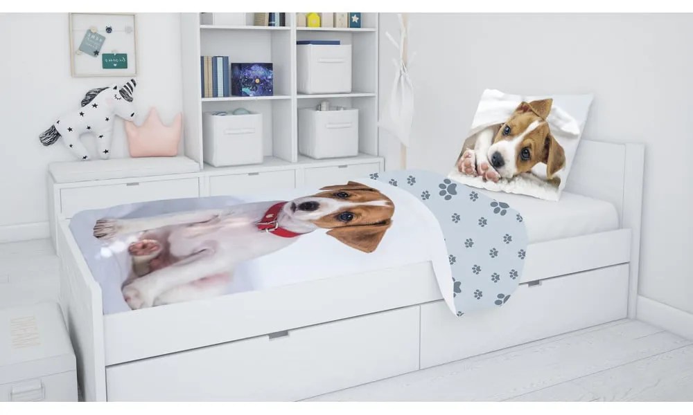 Szürke egyszemélyes pamut gyerek ágyneműhuzat 140x200 cm Dog – Jerry Fabrics