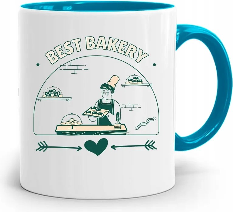 Kék Bögre Ajándék Péknek Best Bakery fényképes nyomtatással