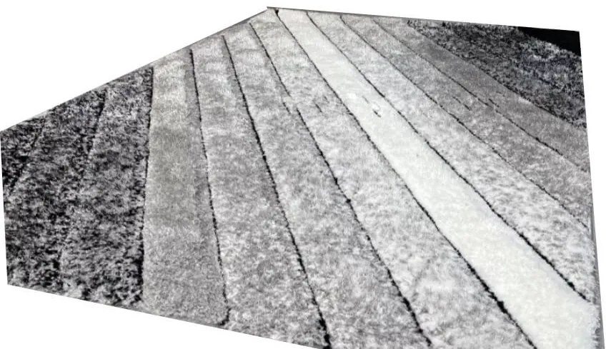 Sopron extra vastag shaggy szőnyeg 80 x 150 cm szürke csíkos