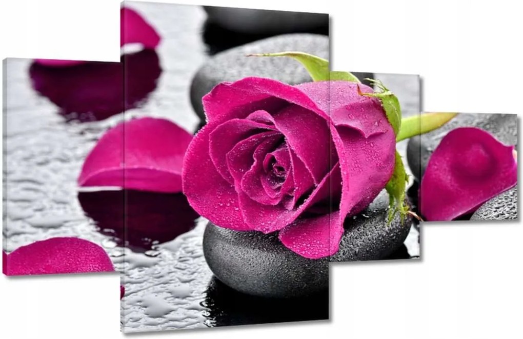 Vászonkép 130x80 Rózsaszín rózsa köveken