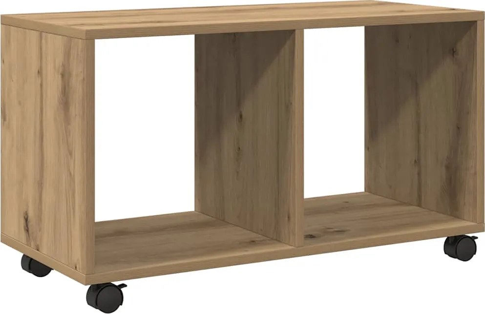vidaXL kézműves tölgy színű szerelt fa görgős szekrény 72x33x42,5 cm