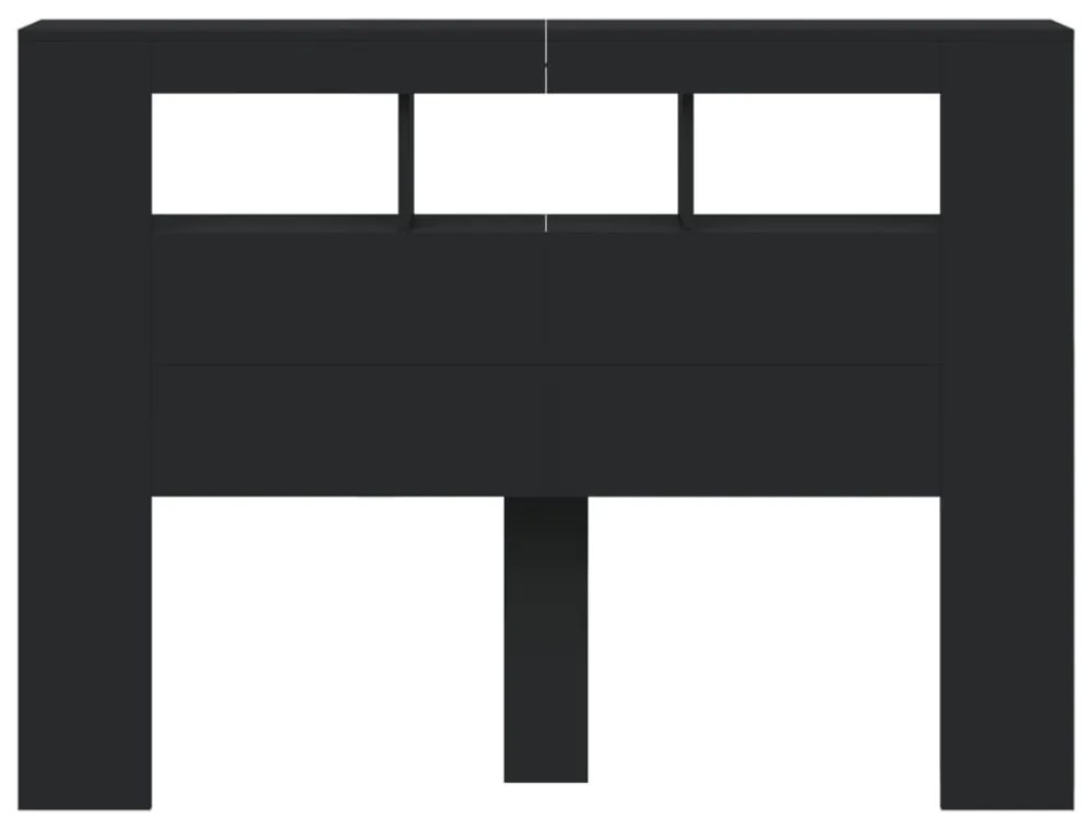 fekete szerelt fa LED-es fejtámla 140x18,5x103,5 cm
