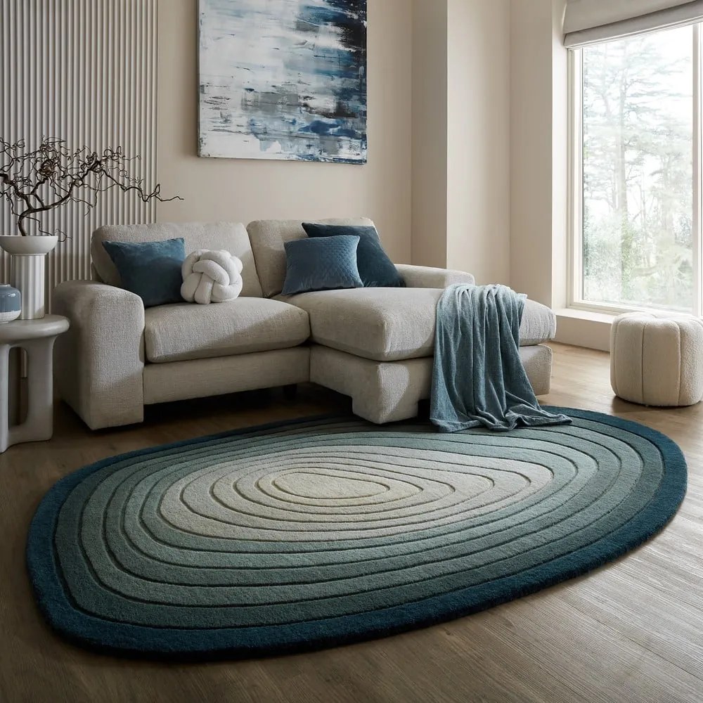 Kék gyapjú szőnyeg 200x290 cm Puddle Ombre Wool – Flair Rugs