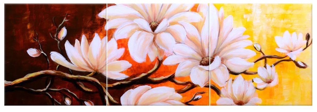 Gario Vászonkép Színes magnóliák - 3 részes Méret: 90 x 70 cm