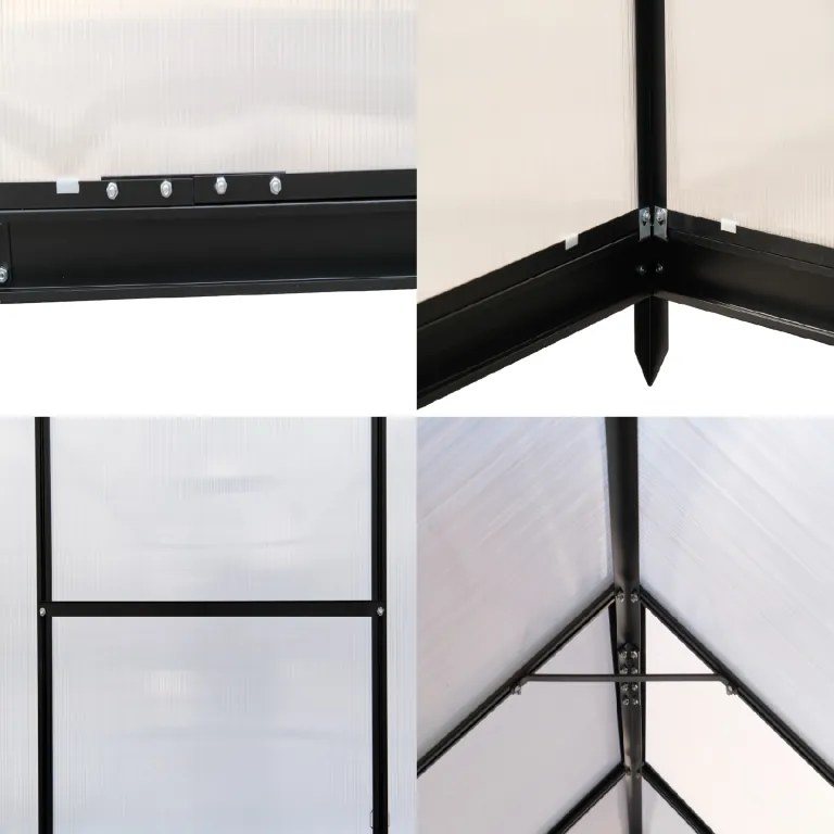 Furnigo Kerti üvegház 380x190x195 cm + alap - fekete