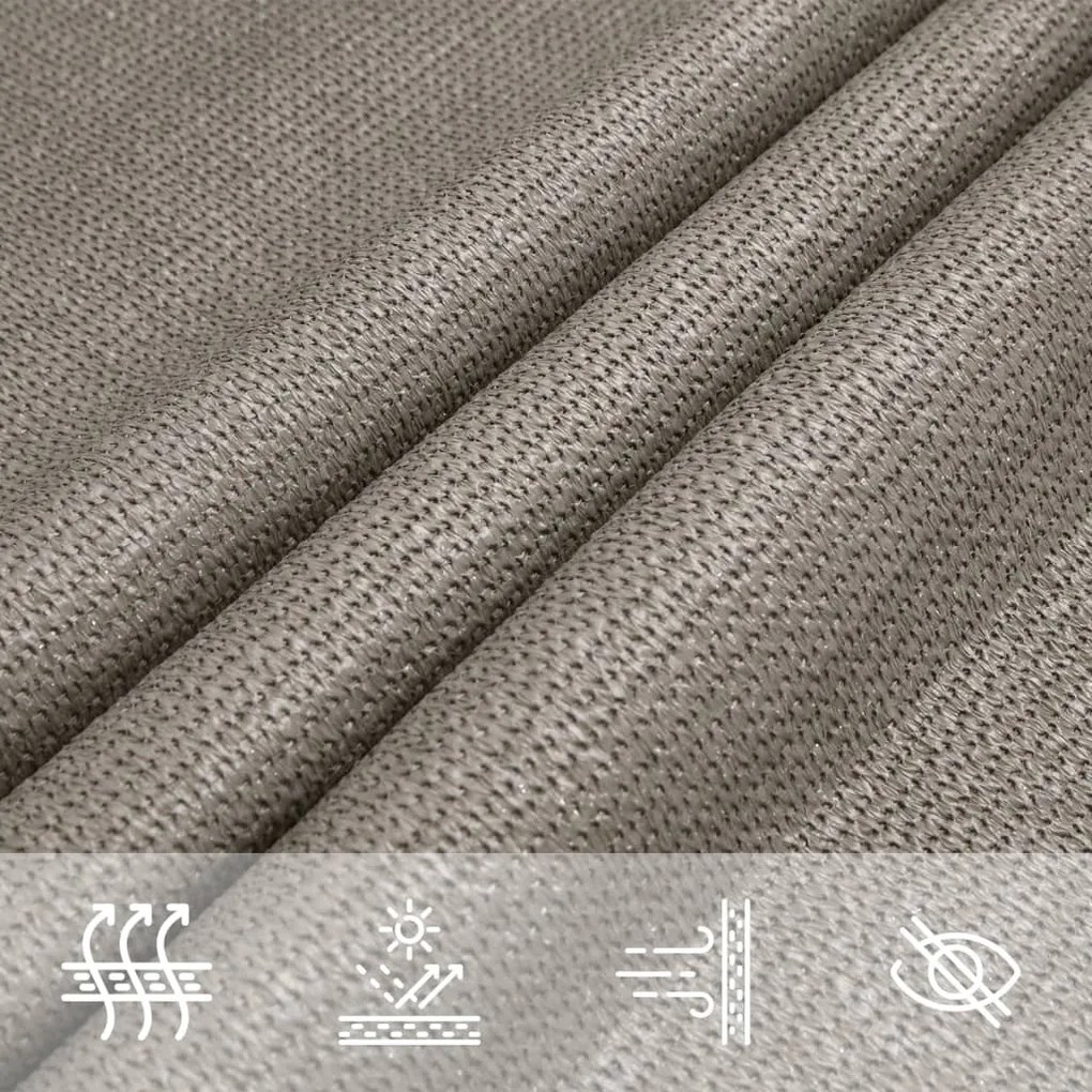 világosszürke négyszögletű HDPE napvitorla 160 g/m² 3,5x4,5 m