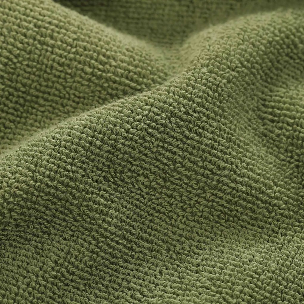Goldea bordűr nélküli frottír törölköző és fürdőlepedő soft – olivaszínű 50 x 100 cm