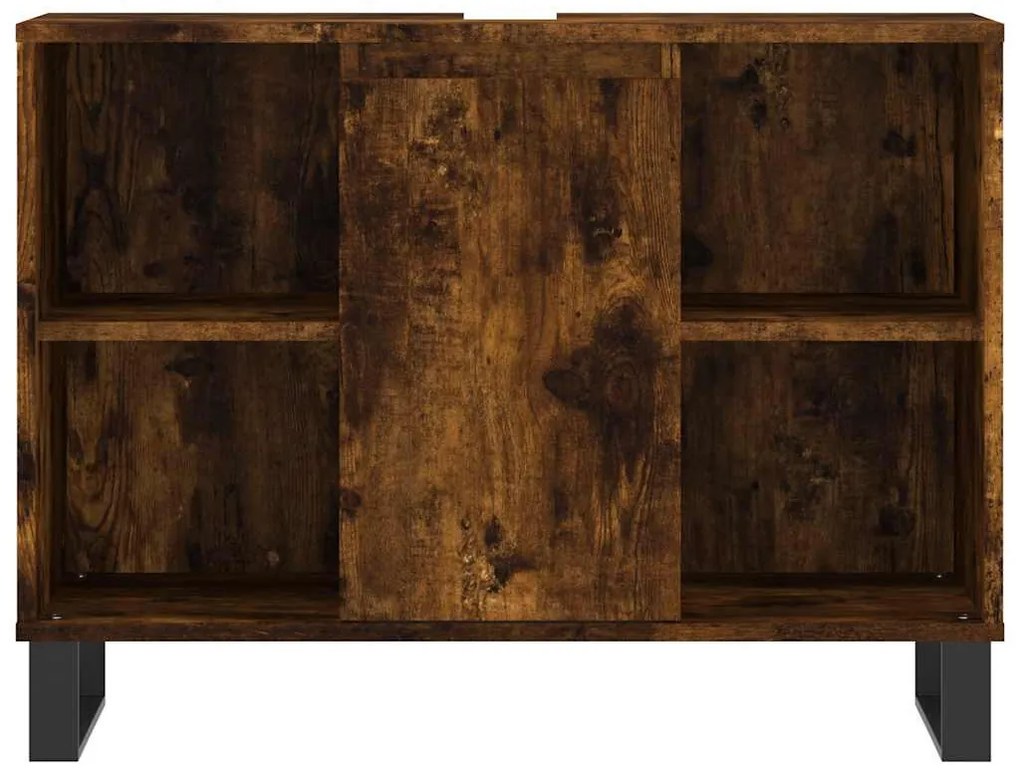 füstös tölgy színű szerelt fa fürdőszobaszekrény 80x33x60 cm