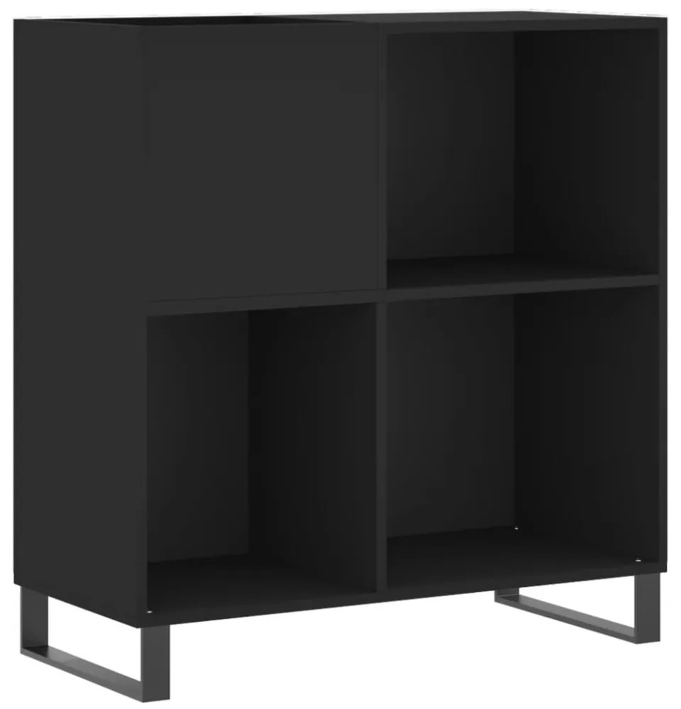 fekete szerelt fa hanglemezszekrény 84,5 x 38 x 89 cm