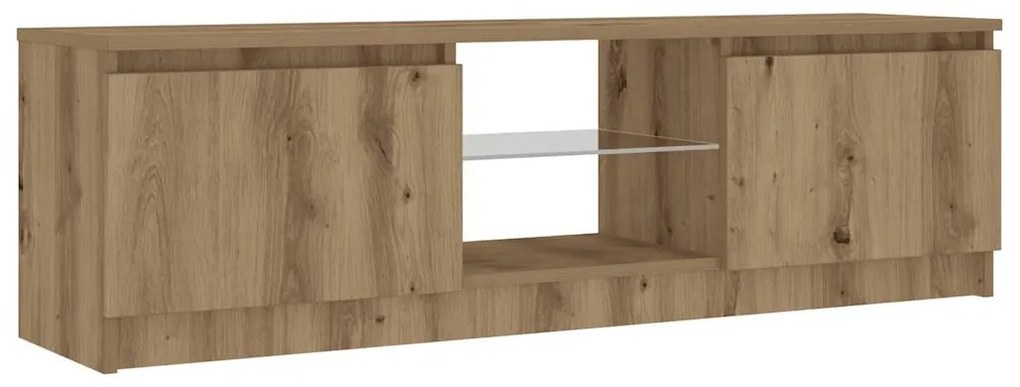 kézműves tölgy szerelt fa TV-szekrény LED-ekkel 120x30x36 cm
