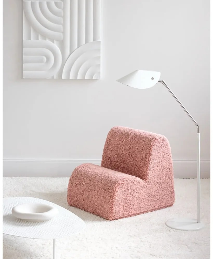Rózsaszín buklé gyerek fotel Cloud – Wigiwama