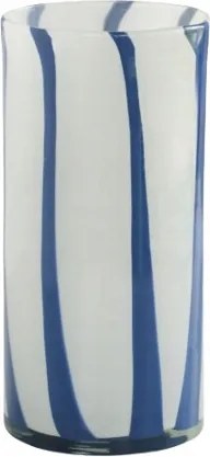 Tejfehér-kék Klasszikus Üveg Magas Virágtartó Váza 24CM