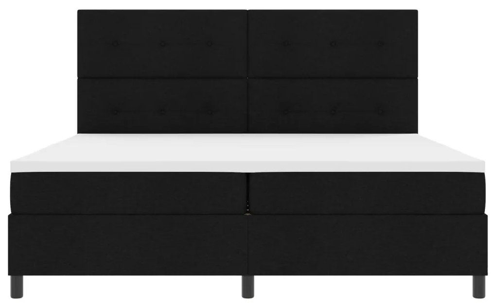 Boxrugós ágy matracmal fejtámlával Fekete 200 x 200 cm szövet