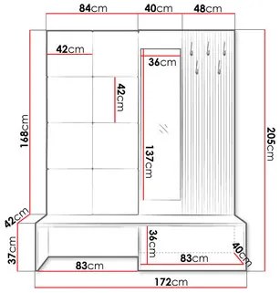 Előszoba Anrolat I (artisan tölgy + fekete + kék) (tükörrel). 1104697