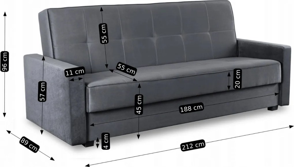 Sofa Rozkładana ALUNA Szara
