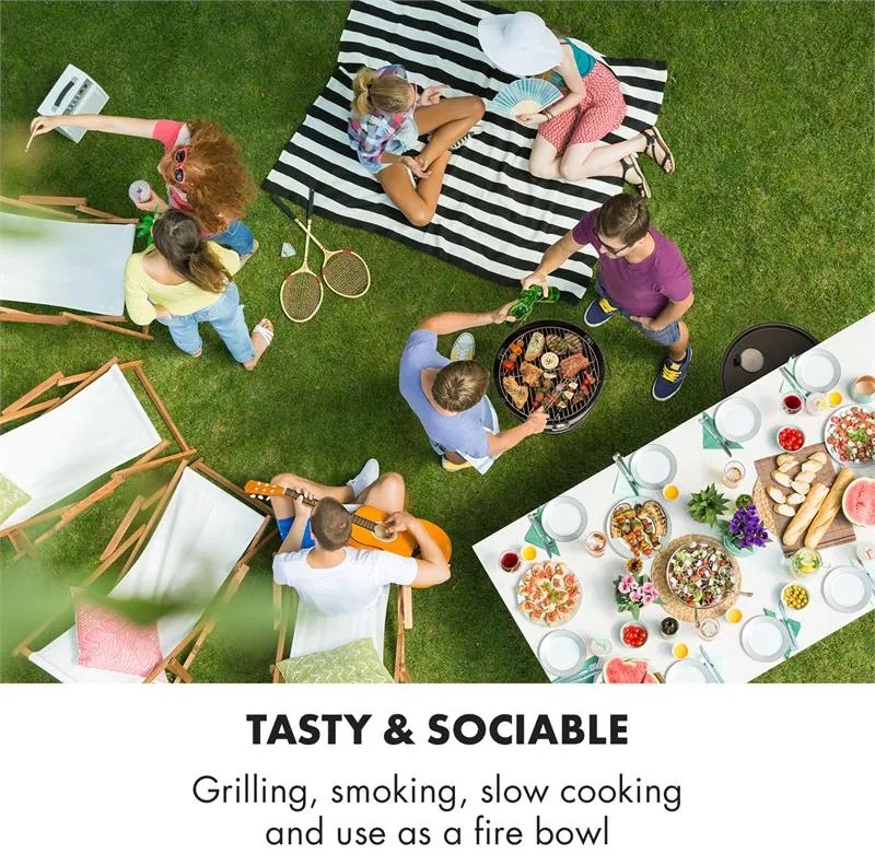 Brooklyn-BBQ, 4-in-1 grillező hordó, Ø 42 cm, acél, porszórt lakkozás