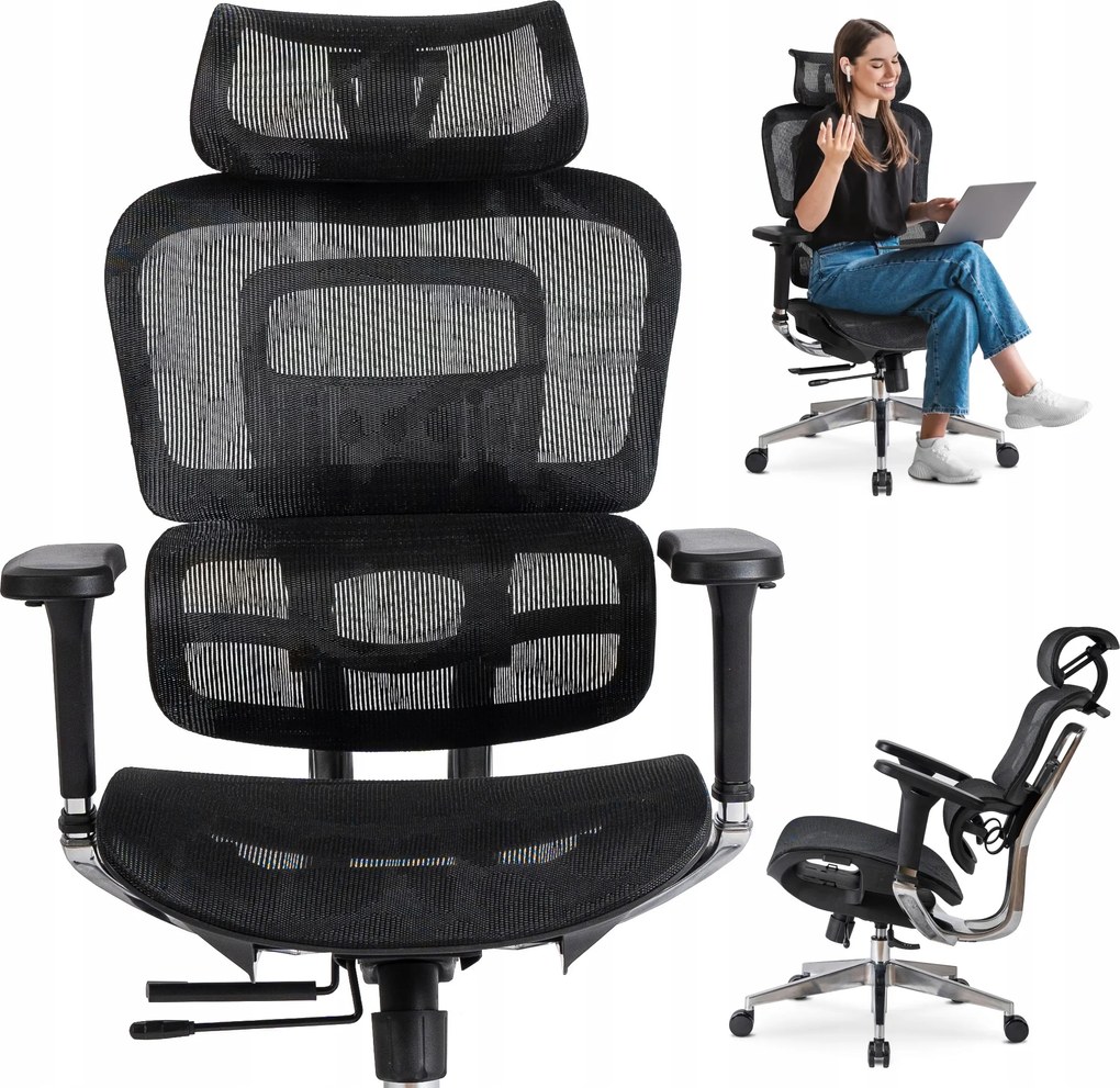 Forgatható irodai szék fekete ergonomikus munkaszék Nino