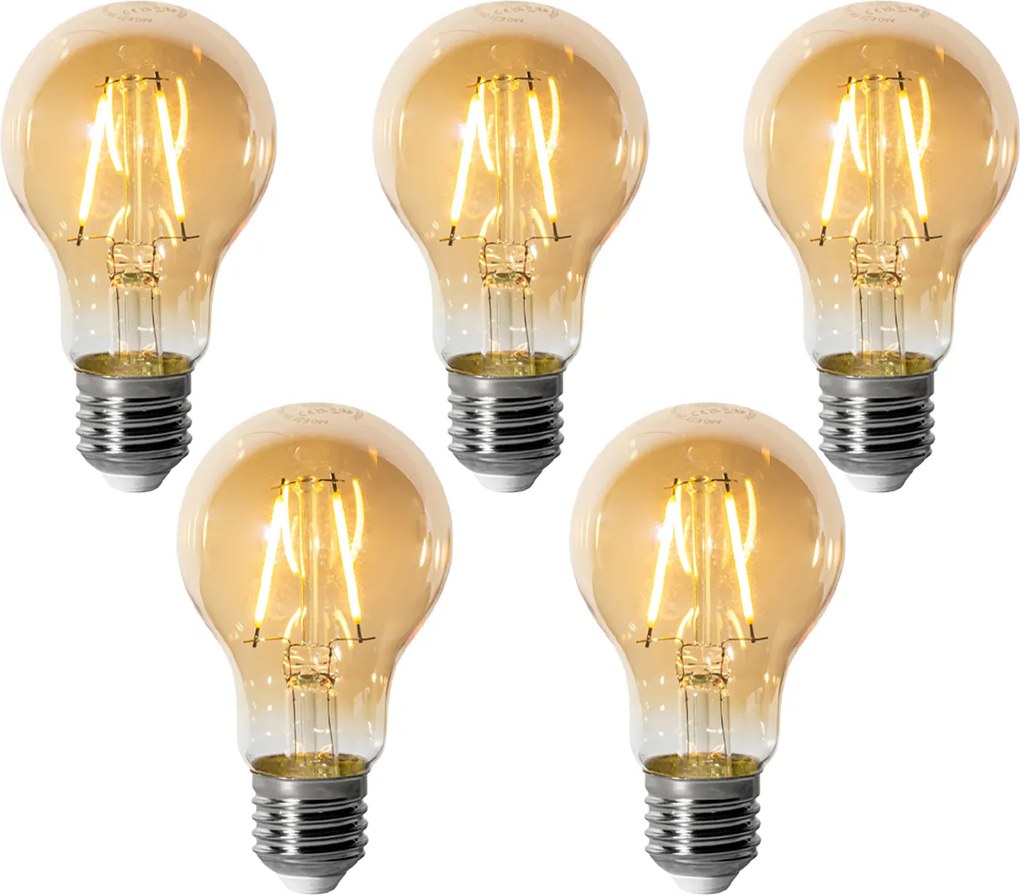 5 darabos E27 dimmelhető LED izzókészlet A60 arany 3W 310 lm 2200K