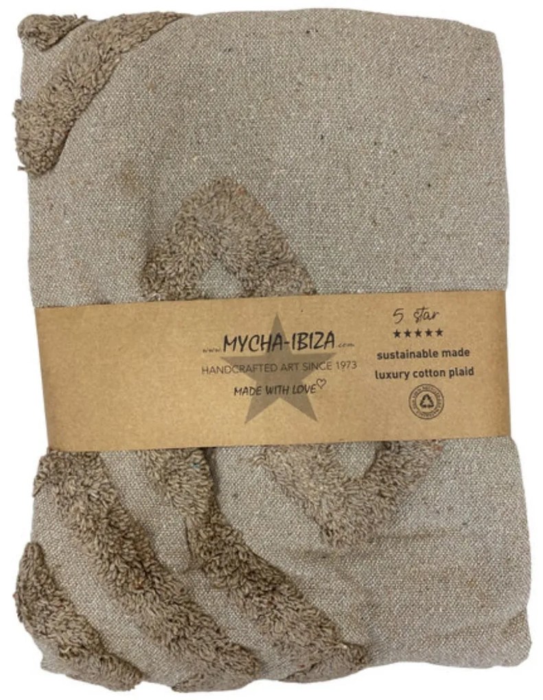 Újrahasznosított pamut pléd MYCHA IBIZA 130x170 cm, bézs