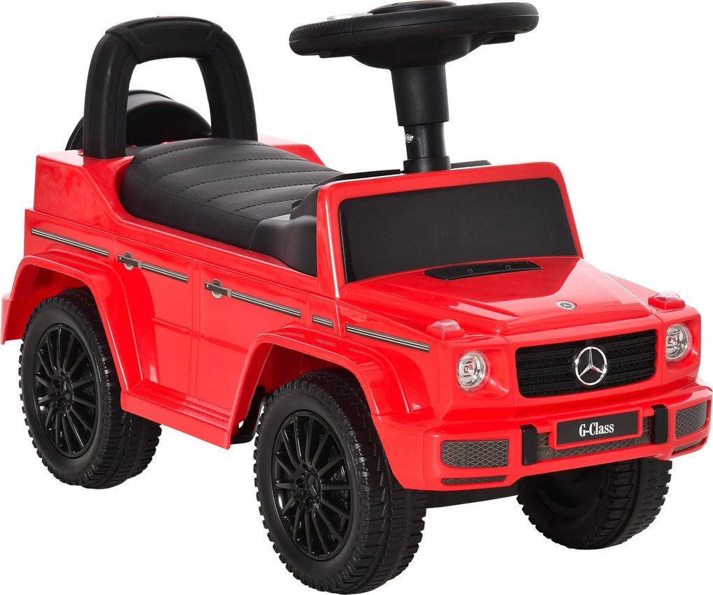 HOMCOM Gyerek Tolható Teherautó Mercedes Benz Licencelt Jármű 12-36 Hónaposoknak, Táska, Kürt, Fényszórók, Piros | Aosom