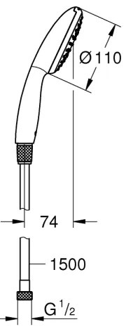 GROHE 26720001 - VITALIO START 110 kézi zuhany 1500 mm fényes króm
