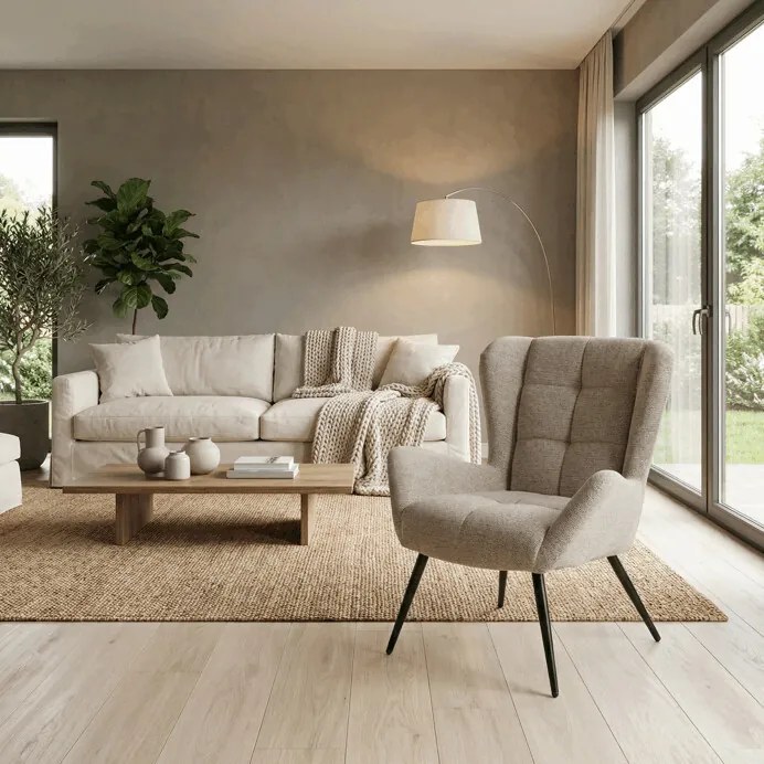 Fotel (füles), barna, szövet, AK-H9206 COF2