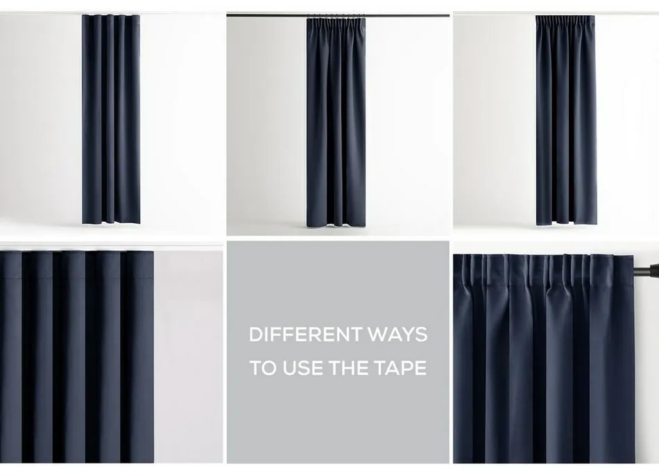 AmeliaHome Blackout Oxford Pleat függöny, indigó, 140 x 245 cm